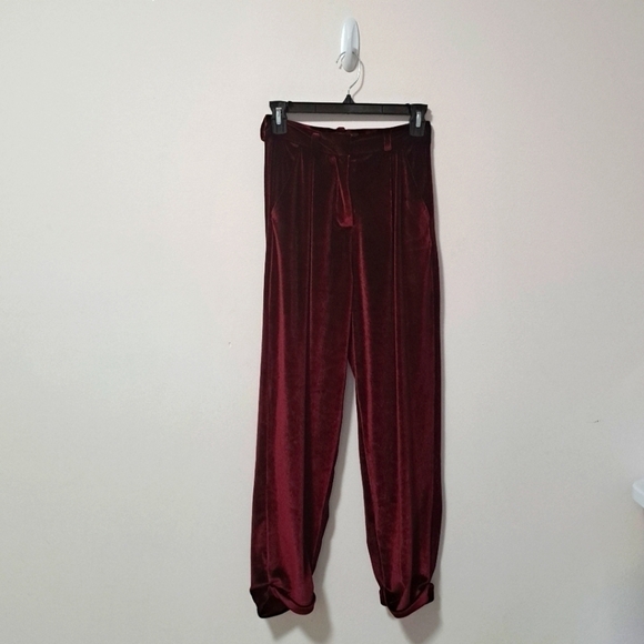 PatBO Slim velvet trouser burgundy 2 - Picture 8 of 12